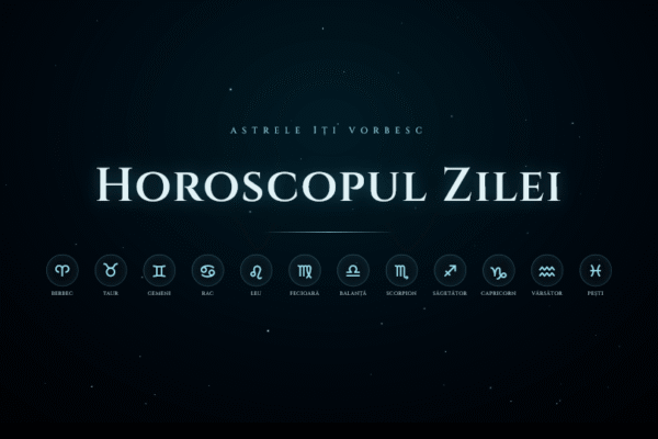 Horoscopul zilei cu simboluri zodiacale pe fundal înstelat